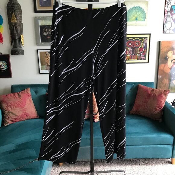 ALFANI size XL Black & White Print Stretch Jersey Pull-On Wide Leg Palazzo Pants - Picture 1 of 5